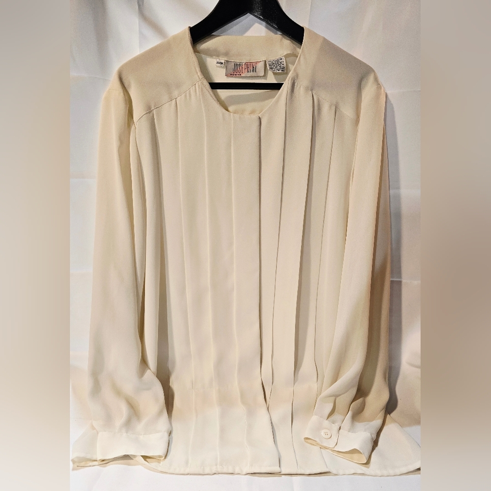 Vintage Josephine Cream Pleated Blouse